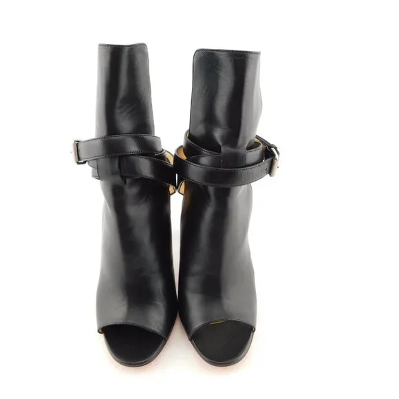 Unworn CHRISTIAN LOUBOUTIN Black Bootie Heels 37.5 - Picture 5 of 13